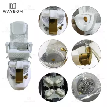 Популярная роскошная мебель для маникюрного салона в новом стиле, регулируемая ступня для спа-салона, белая Хрустальная раковина