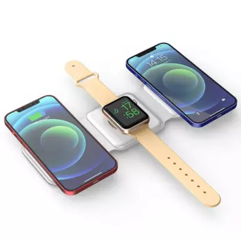Популярная Складная Беспроводная зарядная площадка Qi для Apple Watch iPhone13 12 Pro Max XS 11Pro XR AirPods 3 Samsung 15 Вт быстрая зарядная станция