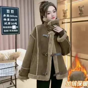 Популярное пальто из овечьей шерсти с воротником-стойкой для женщин зимняя ветрозащитная теплая Корейская новая утолщенная свободная Меховая куртка для женщин