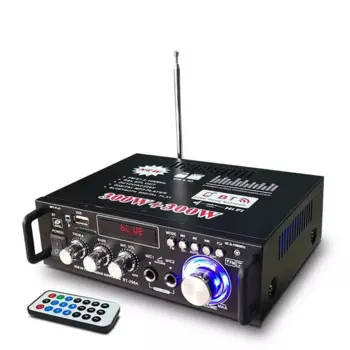 Популярный Bluetooth-совместимый усилитель 12 В/220 В ЖК HIFI аудио стерео усилитель мощности USB FM радио автомобильный домашний кинотеатр с дистанционным управлением