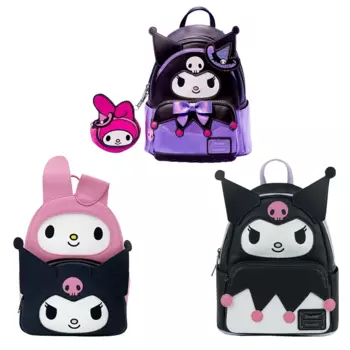 Популярный рюкзак для шезлонга Sanrio Kuromi из искусственной кожи, высококачественные милые сумки с двумя ремешками для женщин, школьная сумка в подарок