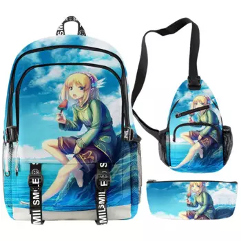 Популярный в стиле хип-хоп WORLD OF LEADALE с 3D принтом, 3 шт./компл., школьные сумки для студентов, многофункциональный дорожный рюкзак, нагрудная сумка, пенал