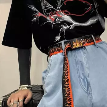 Пояс с пламенным узором, износостойкий пояс для подростков, мужской костюм, декор, Прямая поставка