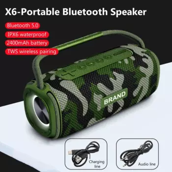 Портативная беспроводная Bluetooth-Колонка X6, 20 Вт, IPX6
