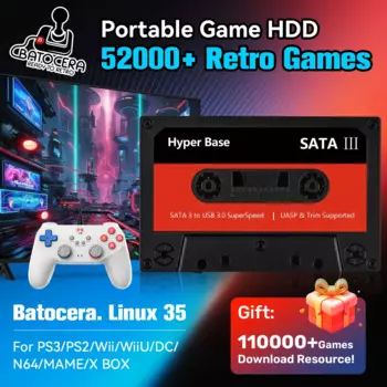 Портативная игровая игровая консоль Batocera System 500G/2T в стиле ретро с более 52000 игр для PS3/PS2/Wii/WiiU/N64/MAME для ПК/Mac/ноутбука