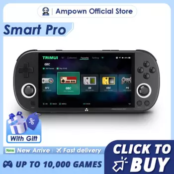 Портативная игровая консоль Ampown Smart Pro, 4,96 дюйма, IPS-экран, джойстик для системы Linux, RGB-подсветка, ретро-консоль для видеоигр Trimui, подарок