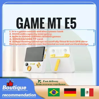Портативная игровая консоль E5, игровая консоль, 5-дюймовый IPS-экран, аккумулятор 6000 мАч, 22 Вт, быстрая зарядка, поддержка 13 симуляторов, подарки
