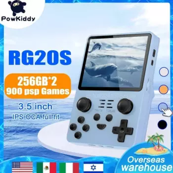 Портативная игровая консоль POWKIDDY RGB20S в стиле ретро, 3,5 дюйма, IPS экран, система с открытым исходным кодом RK3326, 256 ГБ + 256 ГБ, 900 PSP, детские подарки