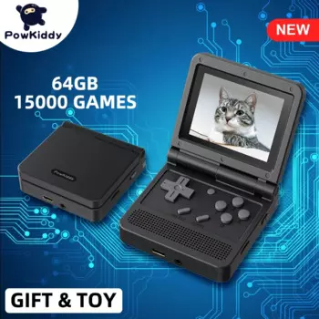 Портативная игровая консоль POWKIDDY v90, черная версия, 3 дюйма, IPS экран, 16 симуляторов, PS1, подарки для детей