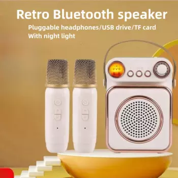 Портативная караоке-машина, Bluetooth-динамик, микрофон для детей и взрослых, ретро, большой радиус действия, для улицы, портативная детская звуковая система