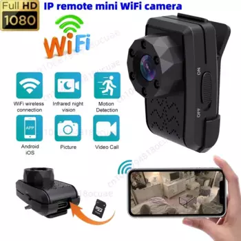 Портативная мини-камера видеонаблюдения 1080P HD с поддержкой Wi-Fi и ИК-подсветкой