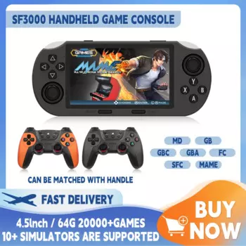 Портативная портативная игровая консоль SF3000, 4,5 дюйма, IPS, ретро игровые консоли, встроенные 2 Вт + игры, ретро видеоигры для детей