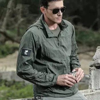 Портативная ветровка, легкая водонепроницаемая тактическая куртка, Мужская Летняя дышащая тонкая толстовка, дождевик, охотничьи кожаные куртки