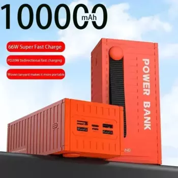 Портативное зарядное устройство 100000 мАч, контейнер с покрытием, стиль зарядки сокровищ 6, интерфейс 66 Вт, портативное быстрое зарядное устройство