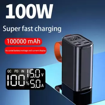 Портативное зарядное устройство с быстрой зарядкой, 100000 мАч, 100 Вт