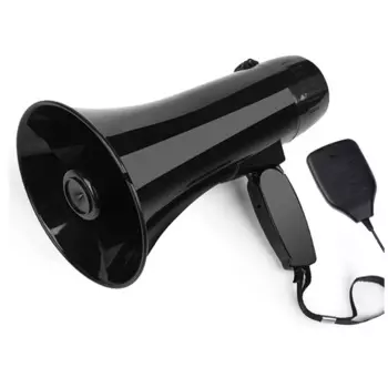 Портативный динамик мощностью 35 Вт, громкоговоритель PA Bullhorn со съемным ручным микрофоном, встроенная сирена (черный)