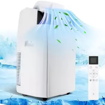 Портативный кондиционер мощностью 12000 БТЕ с функцией вентилятора и осушения Быстрое охлаждение 500–700 кв. футов. Пульт дистанционного управления с двумя двигателями