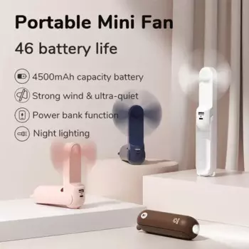 Портативный мини-вентилятор JISULIFE с зарядкой от USB, 4500 мАч