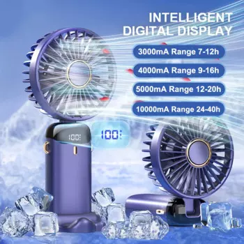 Портативный мини-вентилятор с LED-дисплеем и USB-зарядкой