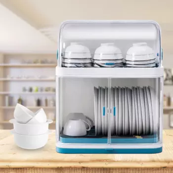 Портативный органайзер, держатель для стакана, кухонный 2-уровневый держатель для столовых приборов, посуды, сушилка для посуды с крышкой