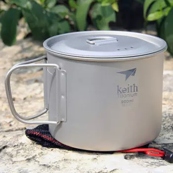 Портативный походный титановый стакан для воды Keith 900 мл титановая кружка с крышкой Складная ручка Ti3209