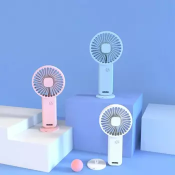 Портативный портативный вентилятор с USB-зарядкой, три скорости, с базой, легкий, охлаждающий вентилятор для макияжа