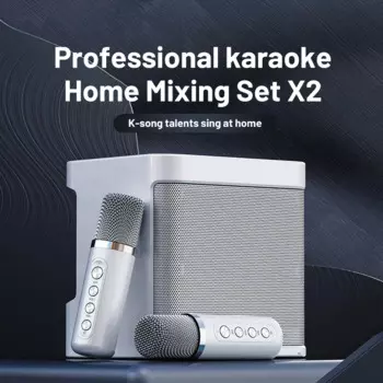 Портативный профессиональный двойной микрофон для караоке 100 Вт, Bluetooth-совместимый динамик, умное внешнее устройство для караоке