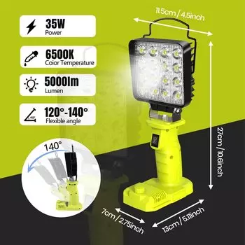 Портативный прожектор Dawupine для Ryobi 18V