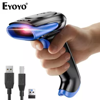 Портативный сканер штрих-кода Eyoyo 2024, портативный сканер штрих-кода Cordless1D и 2D, аккумулятор 2500 мАч, Bluetooth + переходник 2,4G + USB, проводной считыватель QR-кода