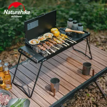 Портативный складной гриль для барбекю Naturehike, уличная мини-стойка для освещения, 2-скоростной Регулируемый огонь, мини-стол для барбекю