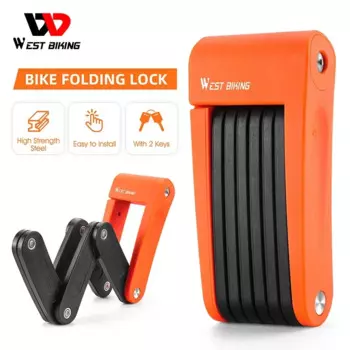 Портативный складной замок для велосипеда WEST BIKING, сверхмощный противоугонный замок для электрического скутера с 2-мя ключами, монтажный кронштейн