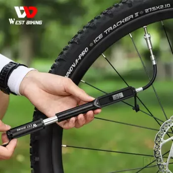 Портативный велосипедный насос WEST BIKING, цифровой измерительный шланг высокого давления, для горных дорог, ручной клапан