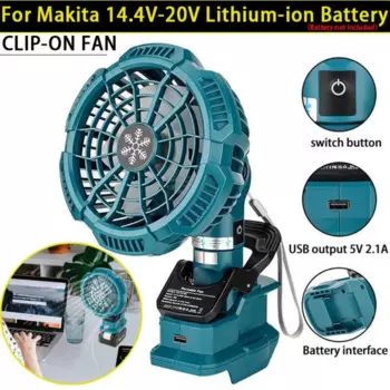 Портативный вентилятор на клипсе для литиевой батареи Makita 18 В, 3 энергоэффективных режима скорости для спальни, улицы, кемпинга и работы