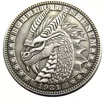 Посеребренная копия монета HB(207)US Hobo Nickel 1921 Morgan Dollar