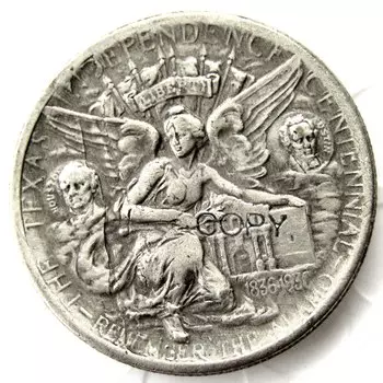 Посеребренная копия монеты США 1937 года Техасский полудоллар