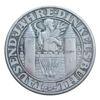 Посеребренная репродукция монеты Германии 3 рейхсмарки 1928 года