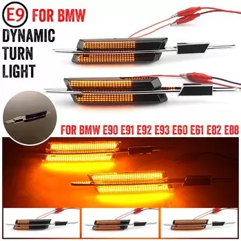 Последовательная динамическая вспышка для BMW F10, желтая фотовспышка, боковой маркер для BMW F30, E90, E91, E92, E93, E46, E60, E61, указатель поворота