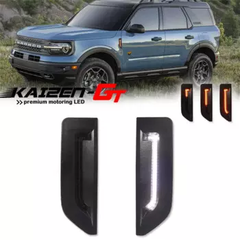 Последовательный Янтарный фонарь, боковой маркер переднего крыла, указатели поворота с белыми дневными ходовыми огнями, парковочные огни для Ford Bronco 2021 2022 2023