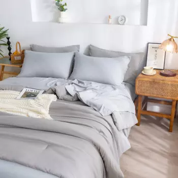 Постельное белье-комплект постельного белья из 5 предметов, темно-серый моющийся полиэстер, хлопок, подходящий для всех сезонов, телефон-двойной размер