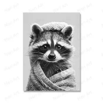 Постер "Милый енот в туалете", печать на холсте