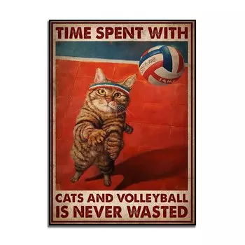 Постер ReachMani "Время, потраченное на кошки и волейбол"