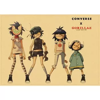 Постеры Gorillaz в скандинавском стиле на холсте