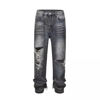 Потертые мешковатые джинсы с большими отверстиями для мужчин и женщин, мужские брюки, уличная одежда Y2k, повседневные джинсовые брюки большого размера