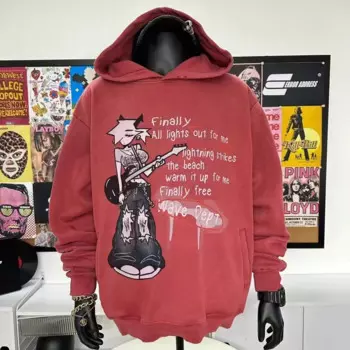 Потертые потертые толстовки с капюшоном в стиле панк для девочек с принтом гитары для мужчин и женщин, толстовки с капюшоном унисекс, большие размеры