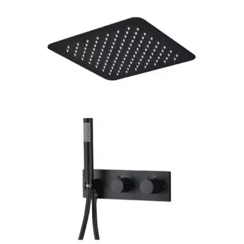 Потолочная душевая насадка Термостатическая душевая система Черный скрытый душевой набор для ванной комнаты