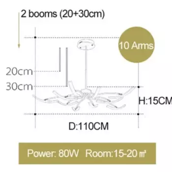 Потолочная люстра TAONUANSHU чёрно-золотая