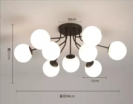 Потолочная люстра TAONUANSHU стеклянная черная золотая