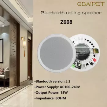 Потолочный Bluetooth-динамик, 6 дюймов, стерео, для домашнего кинотеатра, 10 Вт, громкоговоритель, встроенный усилитель класса D, аудио для отеля