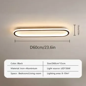 Потолочный светильник DARHYN овальный черный 40/60/80 см