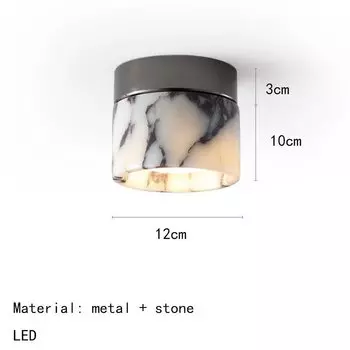 Потолочный светильник IWP цилиндрический из натурального камня черный